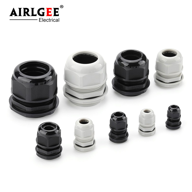 Cable Gland Waterproof - 10Pcs White Black Nylon Plastic Connector