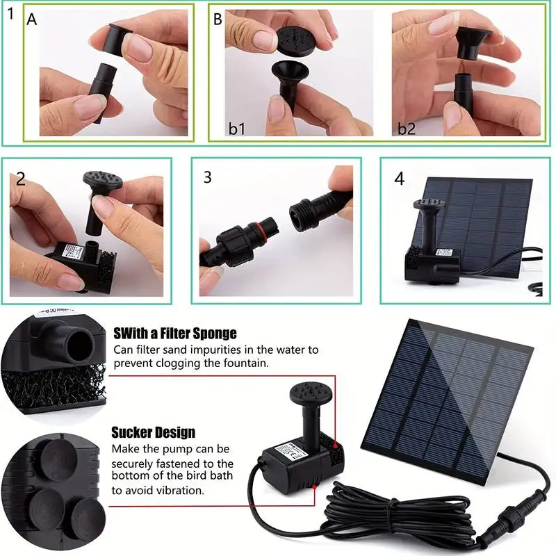 Solar Fountain with 6 Nozzles  - Solar Pool Pump Kit ulasan dan harga