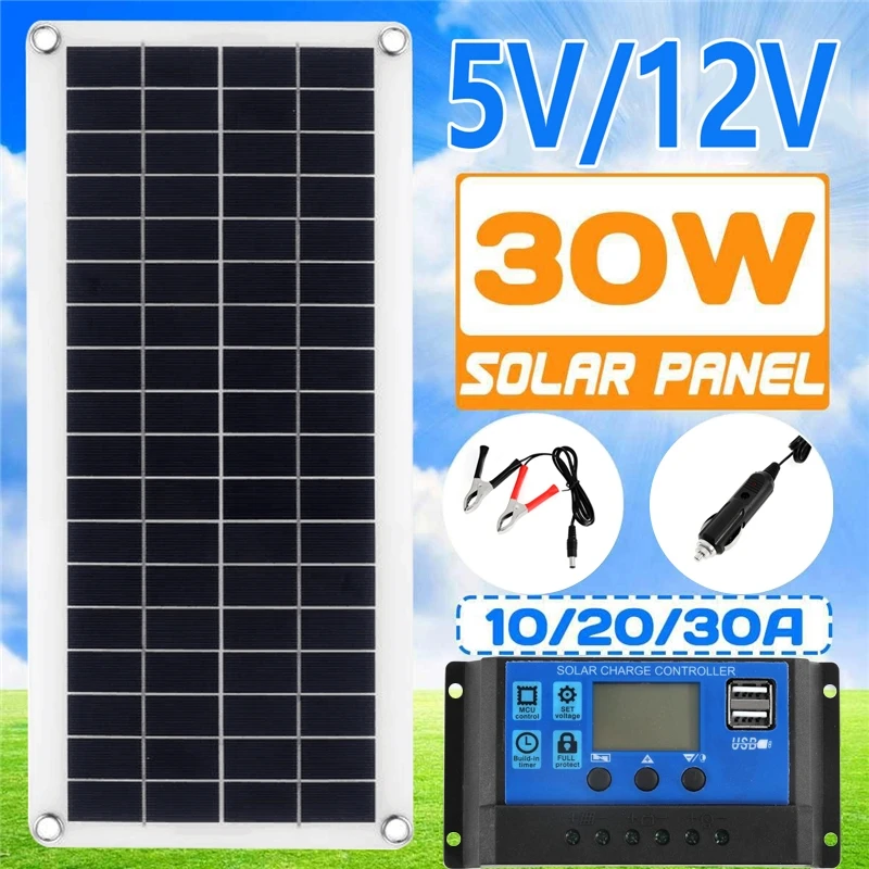 Solar Panel Kit 30W 12V Dual U - Solar Panel Monocrystalline ulasan dan harga